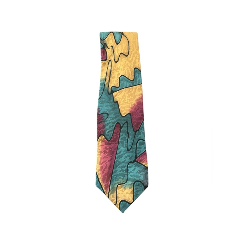 Men’s Robert Daskal hand painted tie 100% silk keeper loop